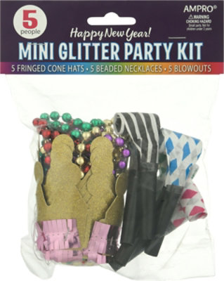 Ampro Happy New Year Mini Glitter Party Kit for 5 - Each - Image 2