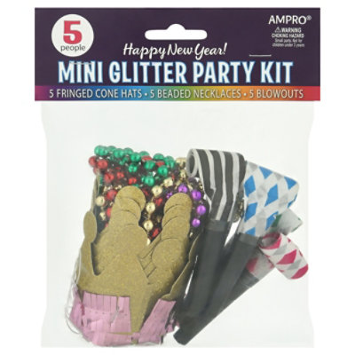 Ampro Happy New Year Mini Glitter Party Kit for 5 - Each - Image 1
