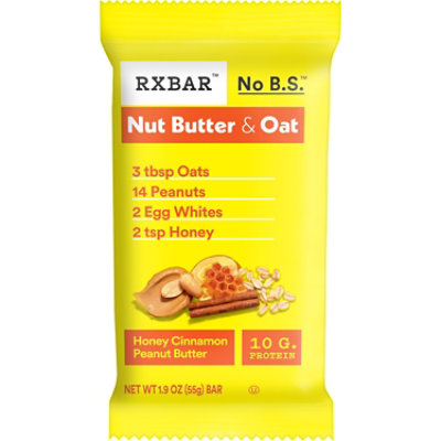 RXBAR Nut Butter and Oat Protein Bars Honey Cinnamon Peanut Butter Protein Snacks - 1.9 Oz - Image 1