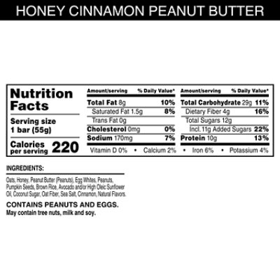 RXBAR Nut Butter and Oat Protein Bars Honey Cinnamon Peanut Butter Protein Snacks - 1.9 Oz - Image 2