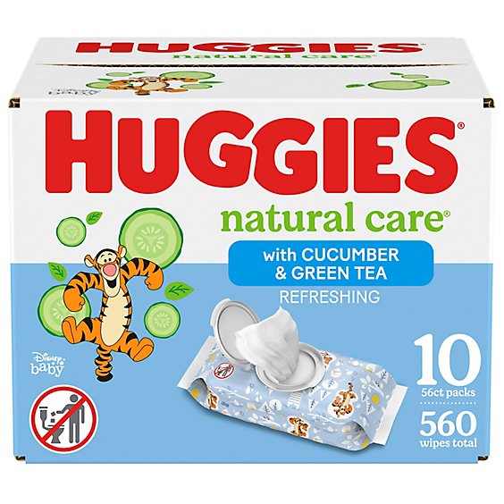 Huggies Nat Cr Refrsh Babywipe Flptp - 560 CT
