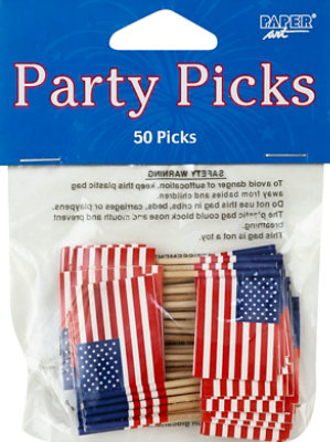 Paper Art US Flag Party Picks - 50 Count - Image 2