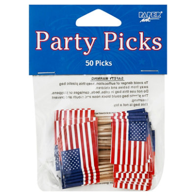 Paper Art US Flag Party Picks - 50 Count - Image 1