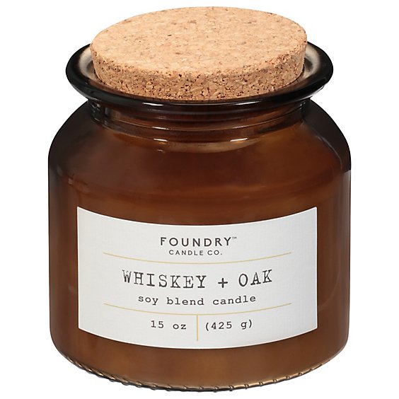 Foundry Jar Candle Whiskey Oak 15 Oz - 15 OZ