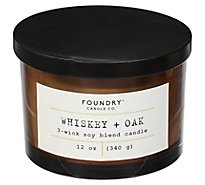 Foundry Jar Candle Whiskey Oak 12 Oz - 12 OZ