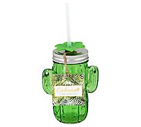 Home 13.5z Glass Cactus Sipper - EA