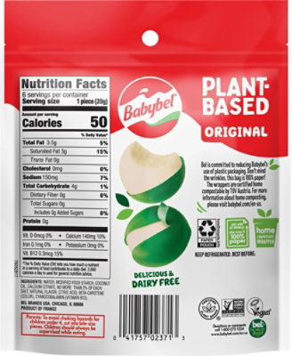 Babybel Plant-Based Vegan Snack Cheese Alternative Original 6 Count - 4.23 Oz - Image 8