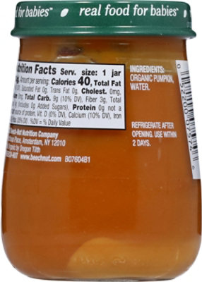 Beechnut Org St 1 Pumpkin Baby Food Jar - 4 OZ - Image 5