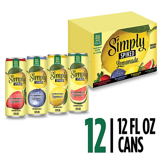 Simply Spiked Hard Lemonade Variety Pack 5% ABV In Cans - 12-12 Fl. Oz.