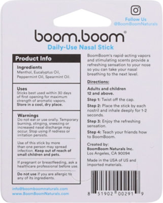 Boomboom Naturals Mint Nasal Inhaler - Each - Image 5