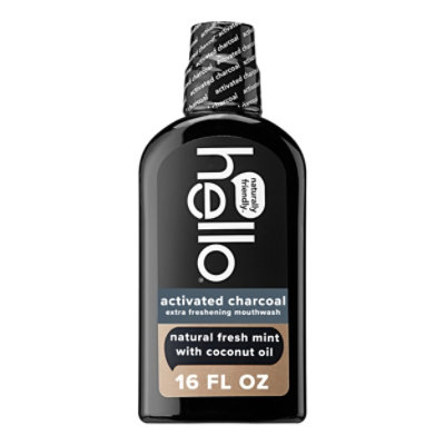 Hello Activated Charcoal Fresh Mint Mouthwash - 16 FZ - Image 1