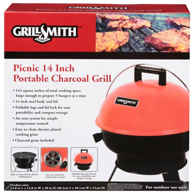 GrillSmith Picnic Charcoal Grill - 14 Inch - Image 2