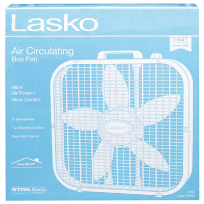 Lasko White Air Circulating Box Fan - 20 Inch - Image 2