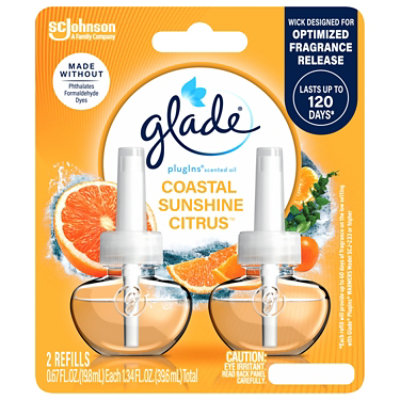 Glade Plugins Coastal Sunshine Citrus Scented Oil Air Freshener Refill - 2-0.67 Oz - Image 2