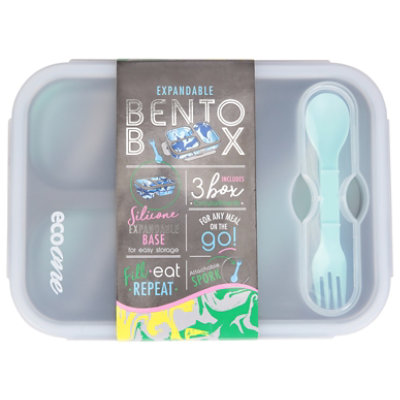 EcoOne 3 Compartment Silicone Expandable Bento Box - Each - Image 1