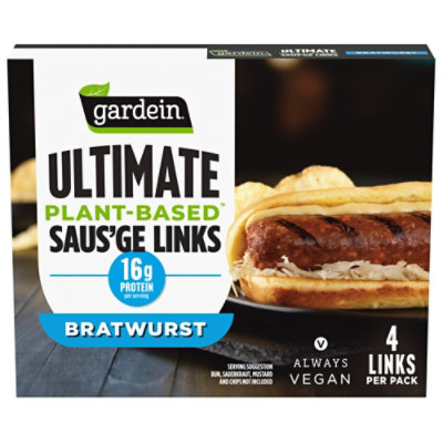 Gardein Ultimate Plant Based Vegan Frozen Bratwurst Saus'ge -4-14 Oz - Image 1