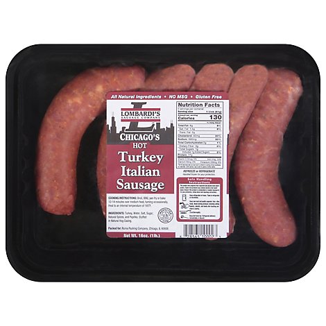 Lombardi's Hot Turkey Italian Sausage - 16 Oz
