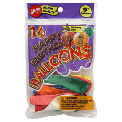 Ja Ru Happy Birthday Balloons - 16 CT - Image 1