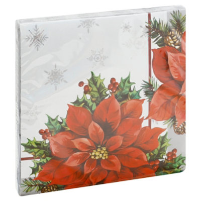 Signature SELECT Poinsettia Lunch Napkins - 16 Count - Image 1