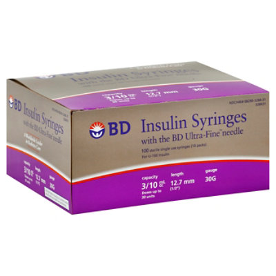 Bd Ultra-fine Syringe 3/10cc - 100 CT - Image 1