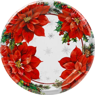 Signature SELECT Snowy Poinsettia Dinner Plates 8 Count - Each - Image 2