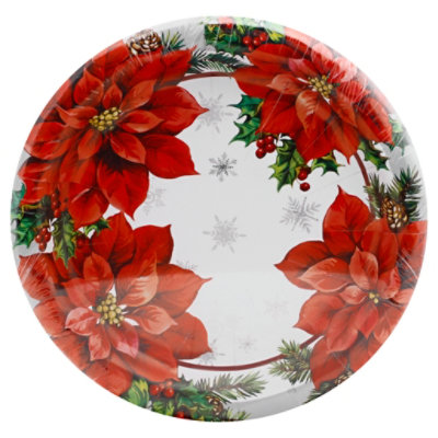 Signature SELECT Snowy Poinsettia Dinner Plates 8 Count - Each - Image 1