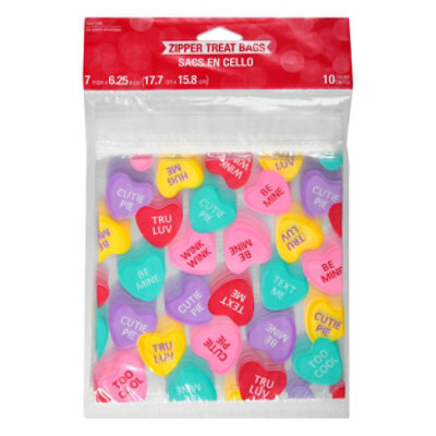 Cre Candy Heart Zipper Bag - 10 CT - tomthumb