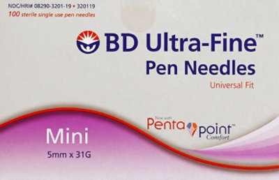 Bd Uf Iii Pen Needles Mini 3/16 - 100 CT - Image 2