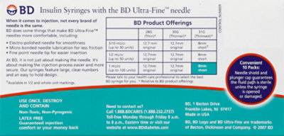 Bd Ultra-fine Short Insulin Syringes 31g X 8mm 1cc - 100 CT - Image 3