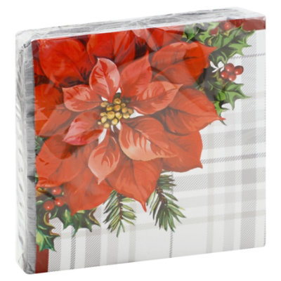 Signature SELECT Poinsettia Beverage Napkins - 16 Count - Image 1