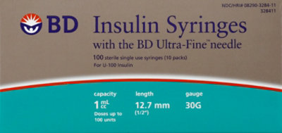 Bd Ultra Fine Syringe 1cc - 100 CT - Image 2