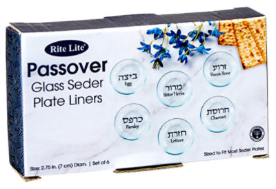 Rite Lite Passover Glass Seder Plate Liners 6 Count - Each - Image 1