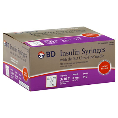 Bd Uf Ii 0.3cc Syringe Half Units - 100 CT - Image 1