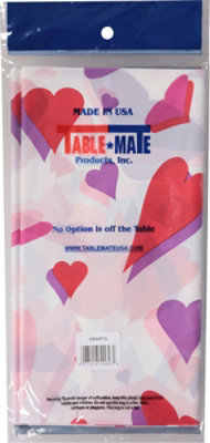Table Mate Party Expressions Heart Print Plastic Table Cover 54 x 108 Inch - Each - Image 3