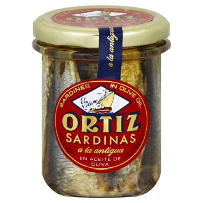 Ortiz Sardines A La Antigua In Olive Oil - Skin On Glass Jar - 190 GR - Image 1