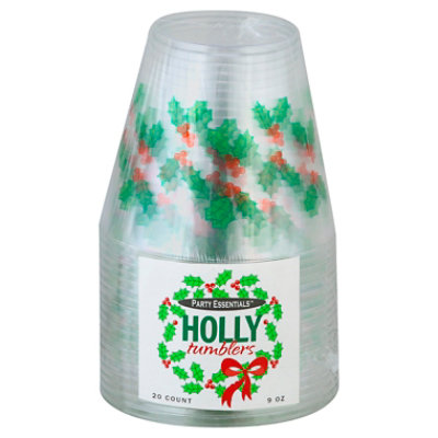 Party Essentials 9 Oz Cups Holly Tumbler - 20 CT - Image 1