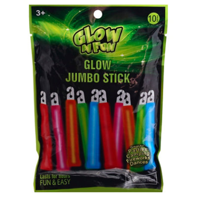 Glow N Fun 10 Pack Glow Jumbo Sticks - Each - Image 1