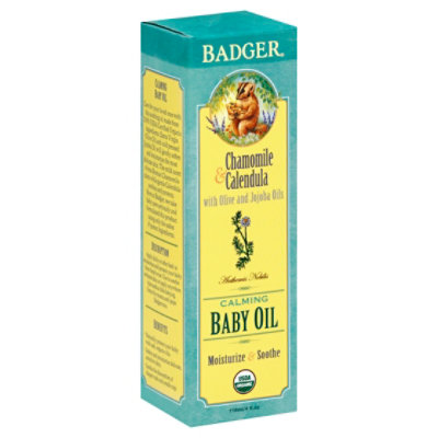 Badger Baby Oil Glass Bottle Pump Top - 4 OZ - Image 1