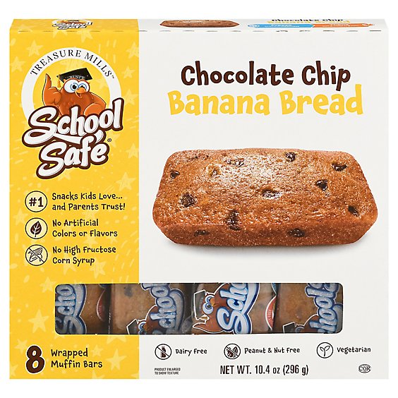School Safe Banana Chocolate Chip Muffins Bars 8 Count - 10.4 OZ