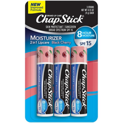 Chapstick Lip Moist Black Cherry Long Card - 3-.15 OZ - Image 1