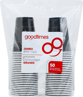 Goodtimes Jumbo Drink Cups Black 50 Count -  16 Oz - Image 2