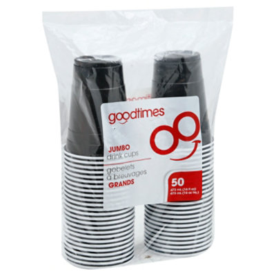 Goodtimes Jumbo Drink Cups Black 50 Count -  16 Oz - Image 1