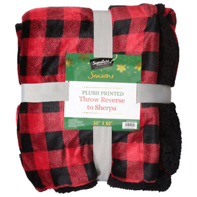 Signature SELECT Seasons Plush Printed Throw Colors May Vary 50 by 60 Inch - Each - Image 1