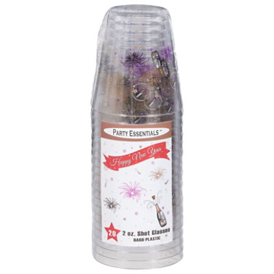 Party Essentials Happy New Year 2 Oz Plastic Shot Glasses - 20 Count - Image 1