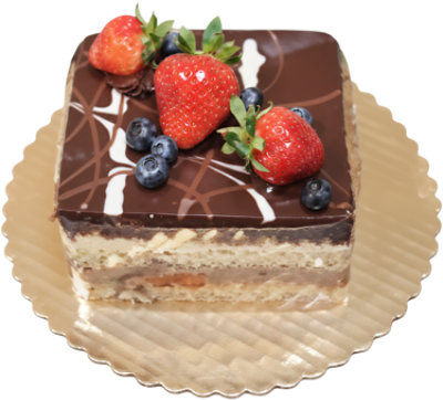 Cakerie Tuxedo Truffle Mousse Square Cake With Fruit - EA - Image 1