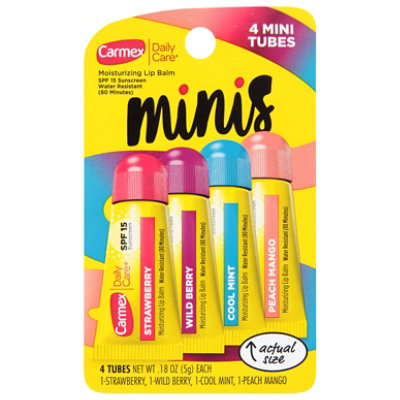 Carmex 0.18oz Assorted Bp Mini Tube 4pk Each - .72 OZ - Image 1