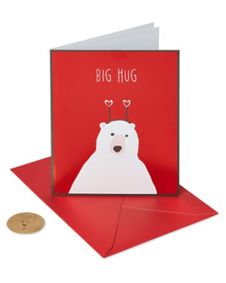 Papyrus Big Hug Bear with Heart Headband Valentine's Day Card - Each - Image 1