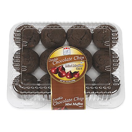 Double Chocolate Chip Mini Muffins 12 Count - 16 OZ - Image 1