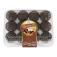 Double Chocolate Chip Mini Muffins 12 Count - 16 OZ - Image 1