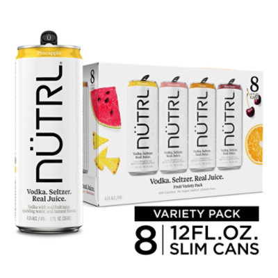 Nutrl Real Juice Gluten Free Vodka Hard Seltzer Variety Pack In Slim Cans - 8-2 Fl. Oz. - Image 1